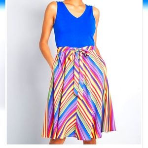 ModCloth Rainbow A-Line Dress, Size Small